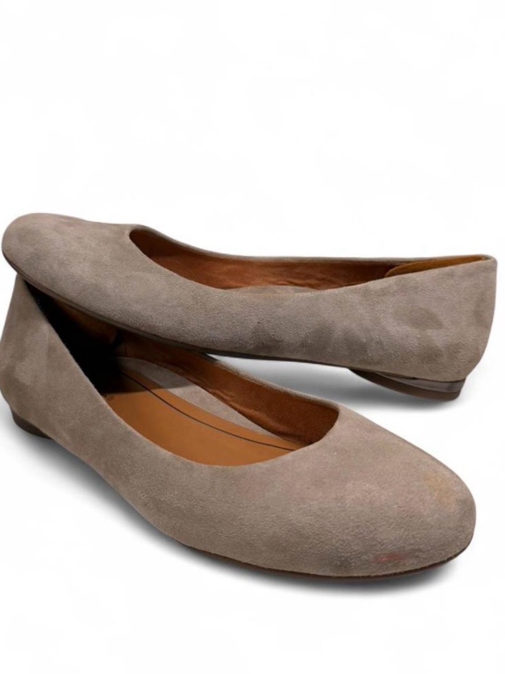 Vionic Gray Suede Round-Toe Ballet Flats